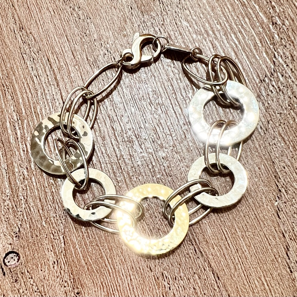 NEW! $995 IPPOLITA Chimera Classico Link Bracelet Sterling Silver Gold 7.25"